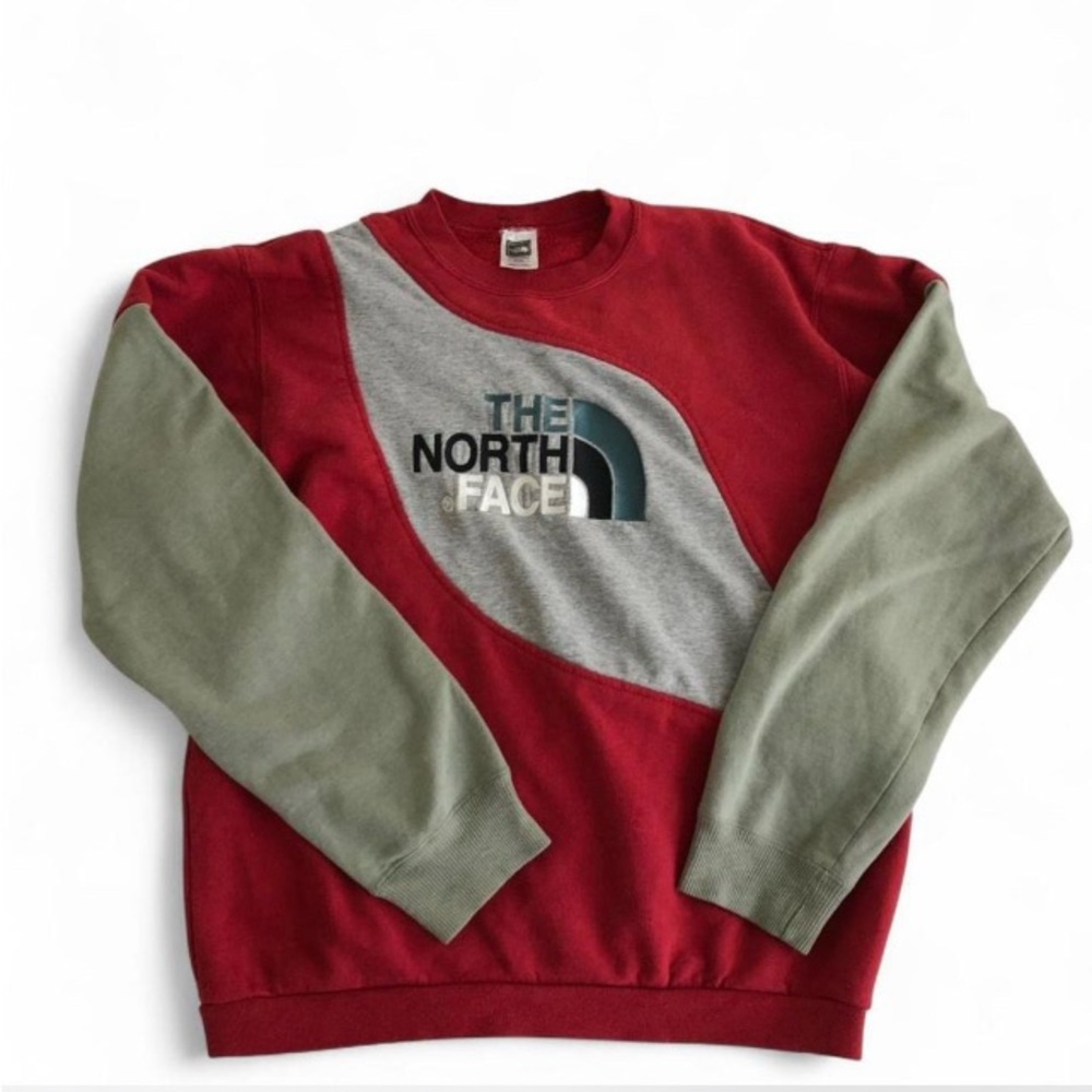 The North Face Men's Red and Olive Crewneck Sweater